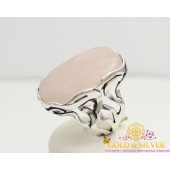 Серебряное кольцо Версаль розовый кварц 1375ркв